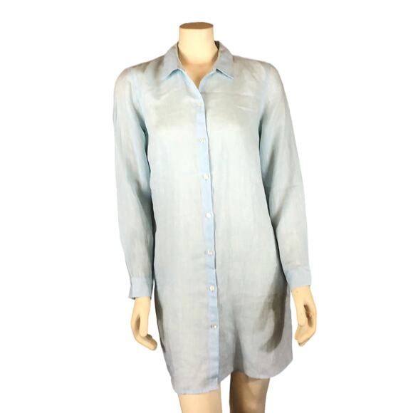 J. Jill Linen button up tunic oversized shirt blouse size medium - Picture 2 of 12